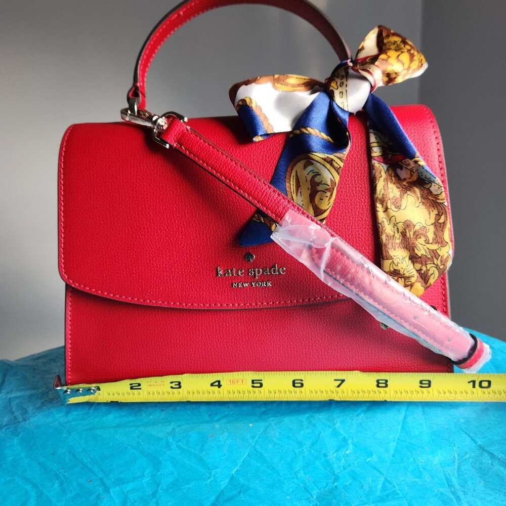 Kate Spade Red Darcy Top Handle Satchel 5 pc set w/adjustable strap - Picture 9 of 10